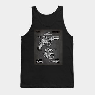 Hand Gun Revolver Patent - Gun Loving Self Defense Art - Black Chalkboard Tank Top